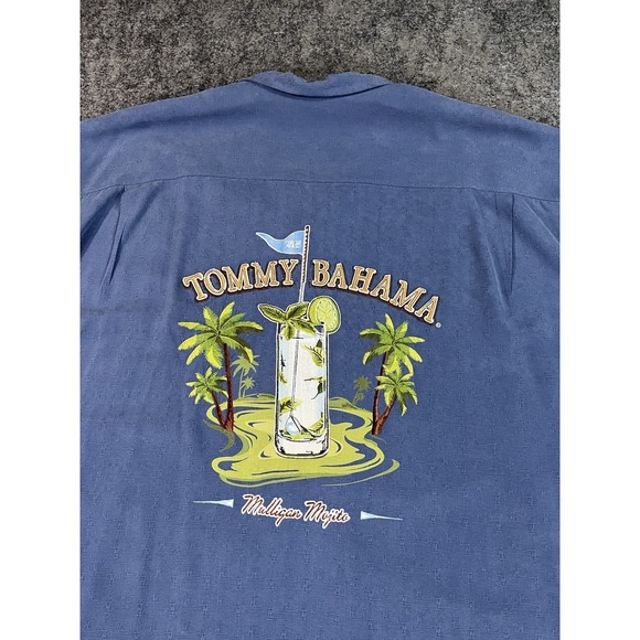 Tommy Bahama Other - Tommy Bahama Hawaiian Shirt Mens XXL Blue 100% Silk Mulligan Mojito Camp